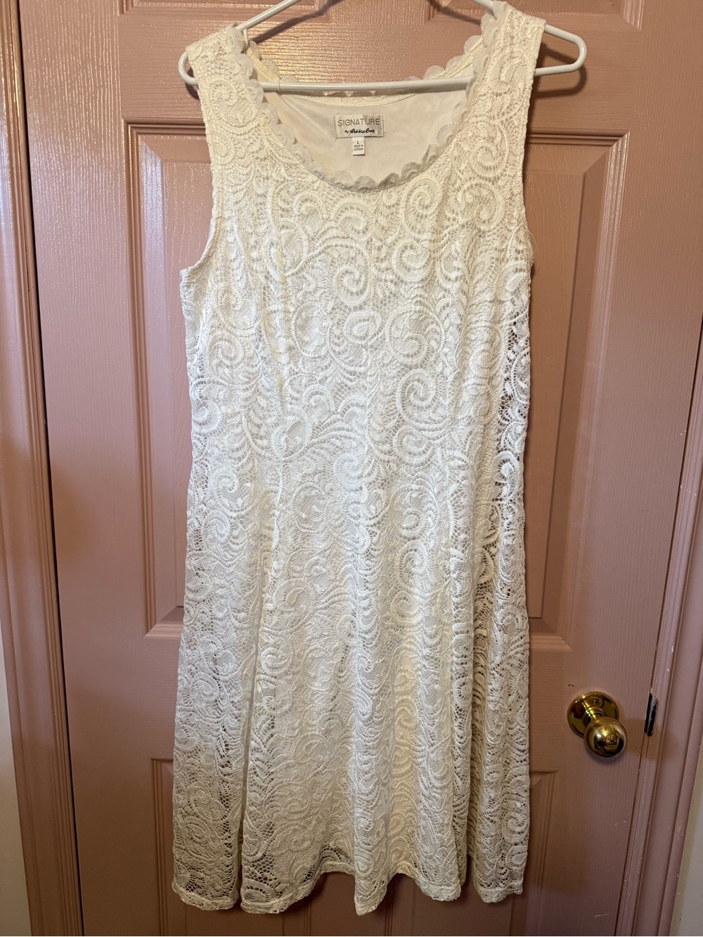 Signature by Robbie Bee White Lace Sleeveless A-Line Dress